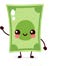 Digital illustration of a cute dollar bill waving