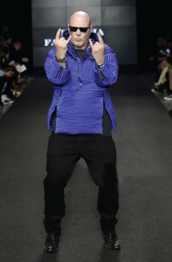 Jay Jay poses at a fashion runway