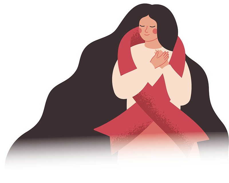 Illustration of a breast cancer survivor