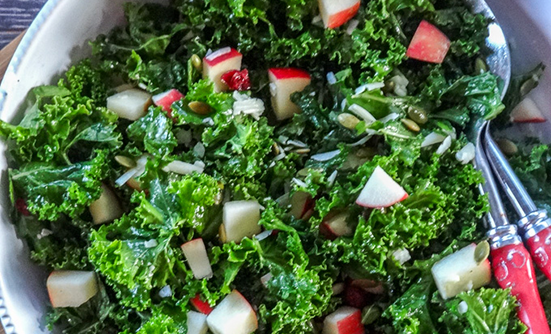 Massaged Kale, Apple and Cranberry Salad