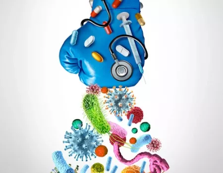 Boxing glove with medicine punching viruses